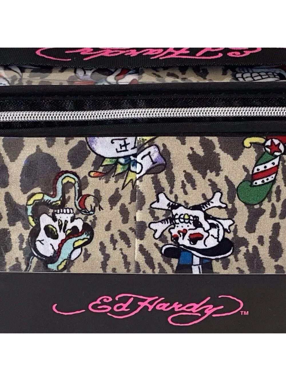 6 PC Ed Hardy QUEEN SIZE Sheet Set Skulls‎ Heart Leopard Animal Print NEW